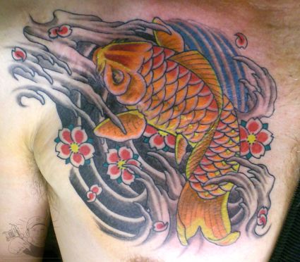 Koi Fish Tats On Chest